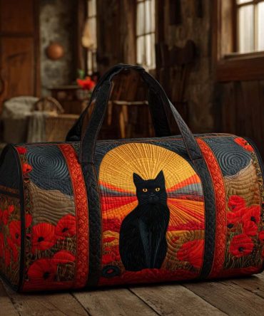 Sunset Cat Quilted Duffle Bag