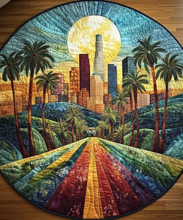 Sunset Los Angeles Quilted Round Mat