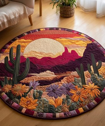 Sunset Mirage Quilted Round Mat