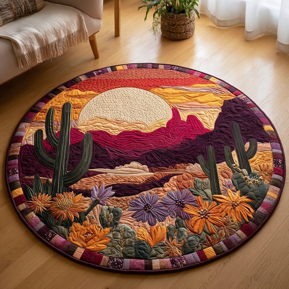 Sunset Mirage Quilted Round Mat