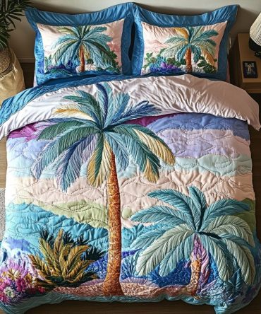 Sunset Palms 3-Piece Quilted Bedding Set