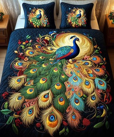 Sunset Plume Charm 3-Piece Quilted Bedding Set