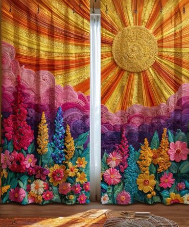 Sunset Ridge Waves Quilted Curtains