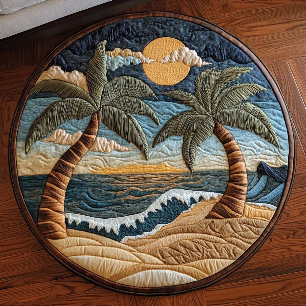Sunset Shoreline Quilted Round Mat