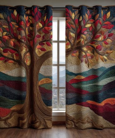 Sunset Tree Of Life Quilted Curtains