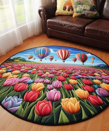 Sunset Tulips Quilted Round Mat