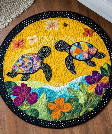 Sunset Turtle Duo Quilted Round Mat