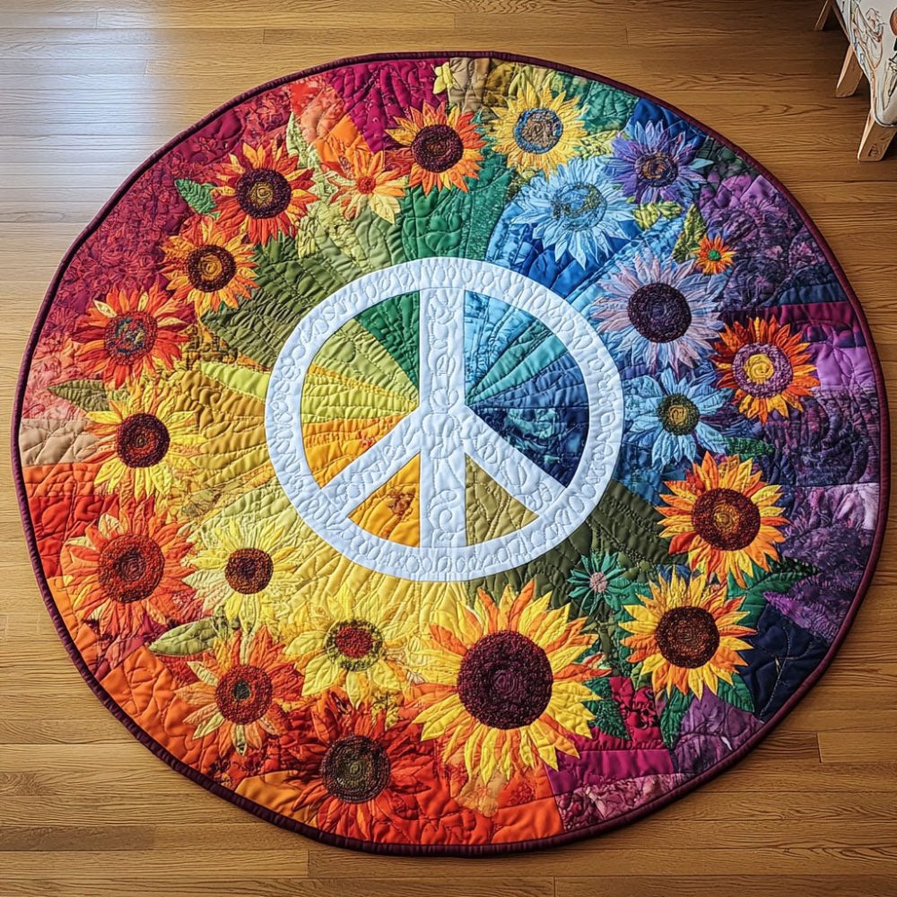Sunshine Peace Quilted Round Mat