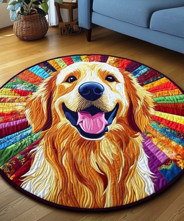 Sunshine Retriever Quilted Round Mat