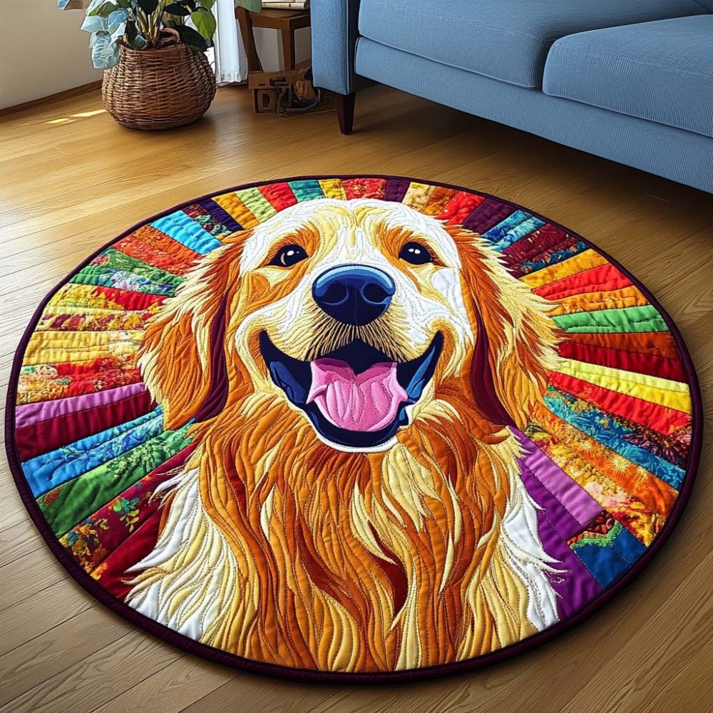 Sunshine Retriever Quilted Round Mat