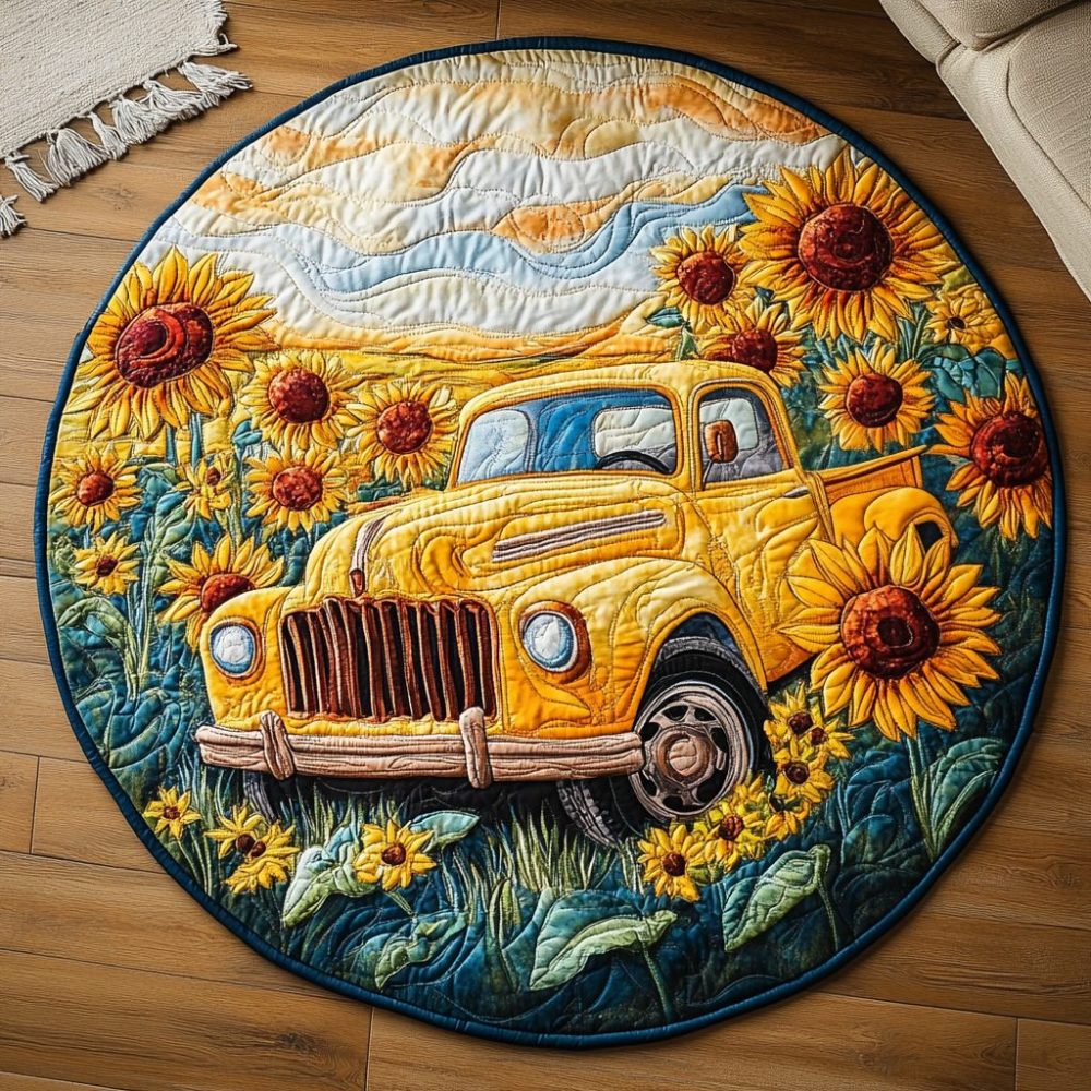 Sunshine Wheels Quilted Round Mat