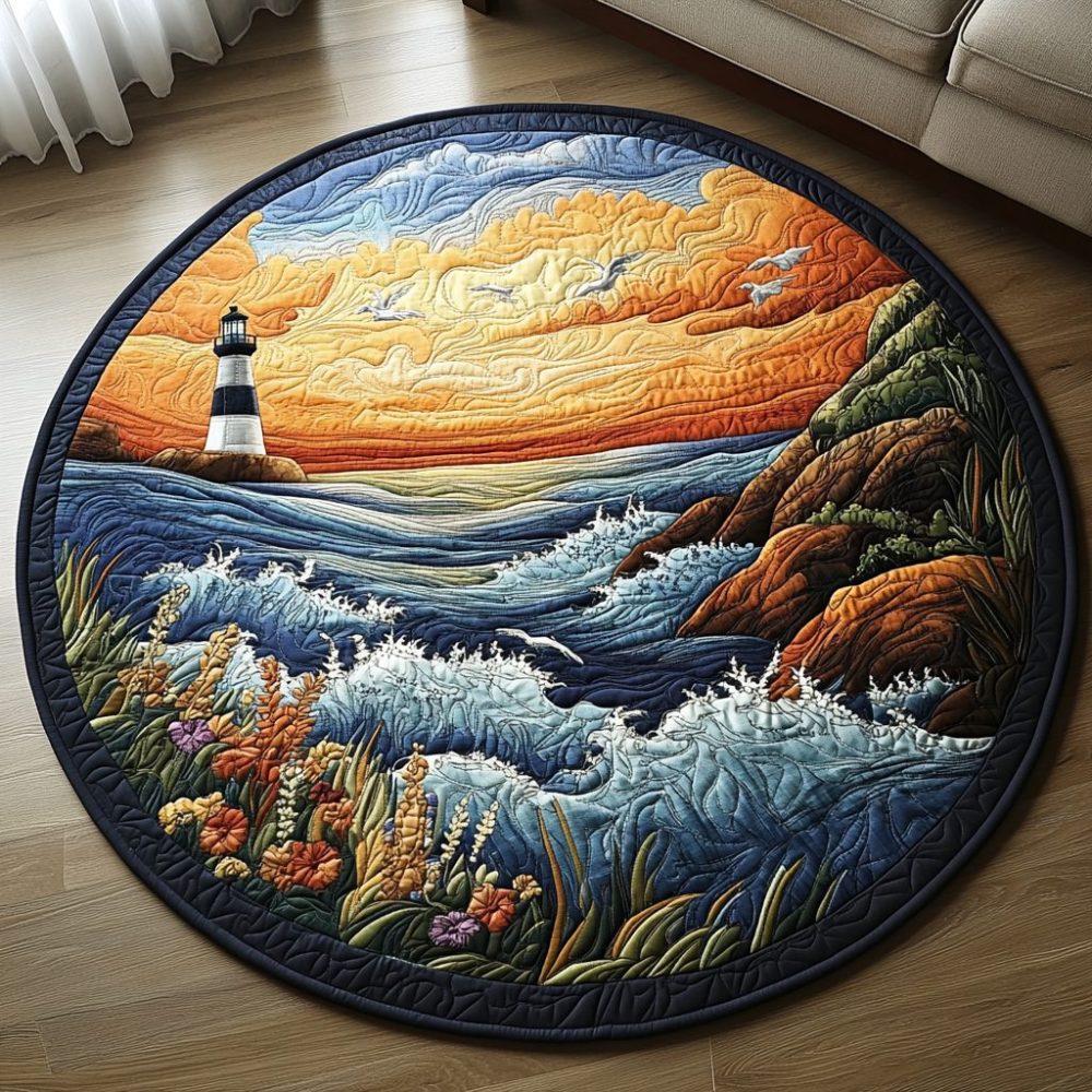 Surf Bloom Quilted Round Mat