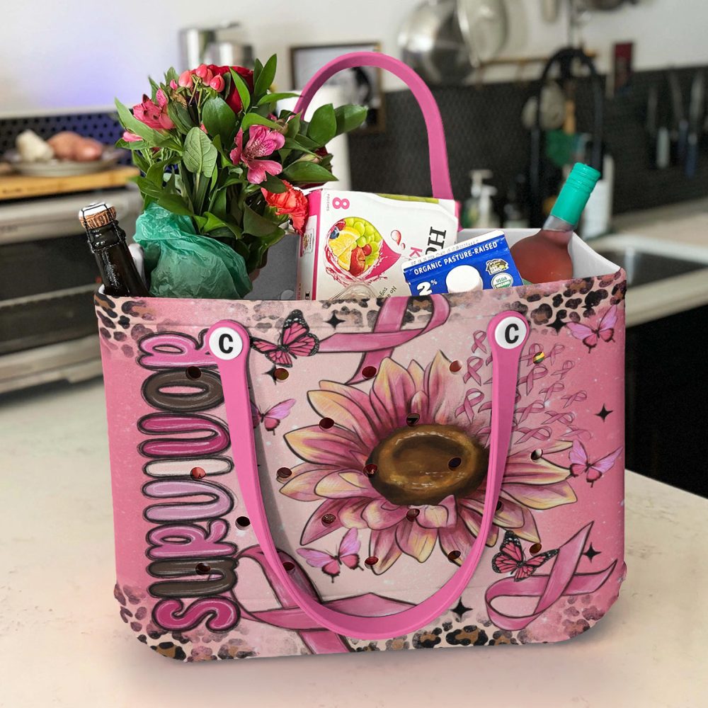 Stylish Pink Floral Tote Bag With Butterfly & Ribbon Design - Perfect For Everyday Use - Image 4