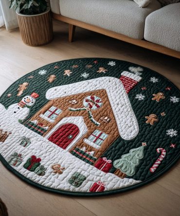 Sweet Gingerbread Home Quilted Round Mat