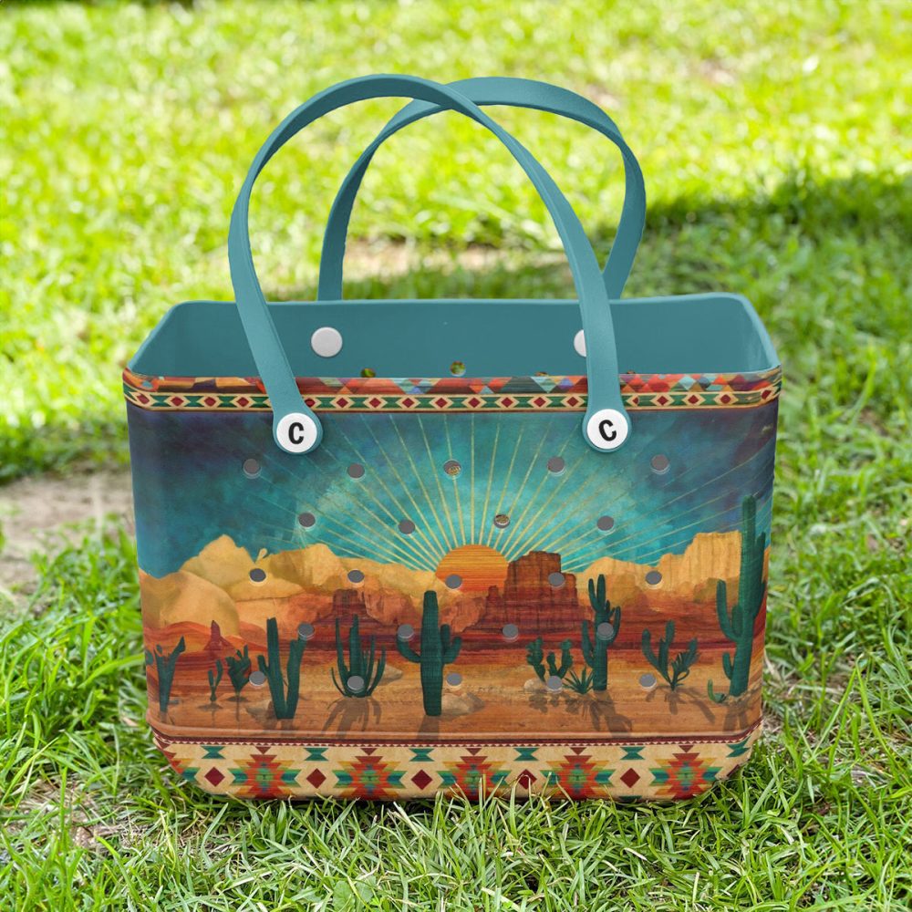 Southwestern Desert Sunset Tote Bag – Vibrant Cactus Landscape Design, Perfect For Everyday Use - Image 5