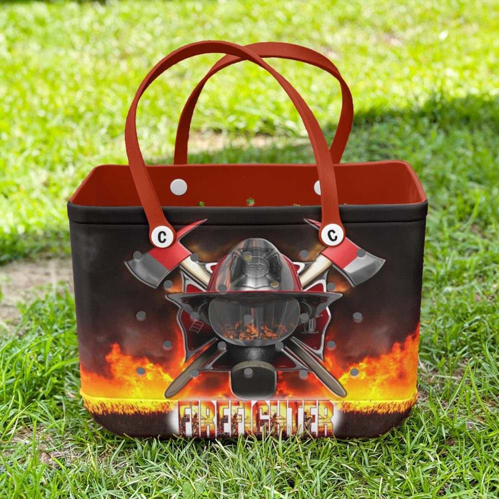 Bucket Tote Bag, Limited Edition Bogg Bag, Beach Bag Firefighter - Image 5