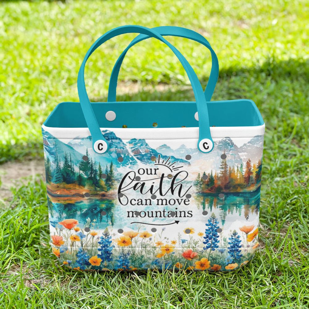 Faith-Inspired Tote Bag - Vibrant Mountain & Floral Design For Everyday Use - Image 3