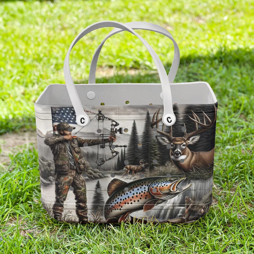 Bucket Tote Bag, Limited Edition Bogg Bag, Beach Bag Hunting Season - Image 3