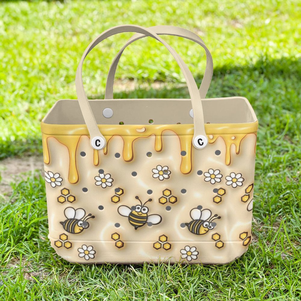 Bee-Themed Honey Drip Tote Bag – Stylish & Spacious Eco-Friendly Handbag - Image 3