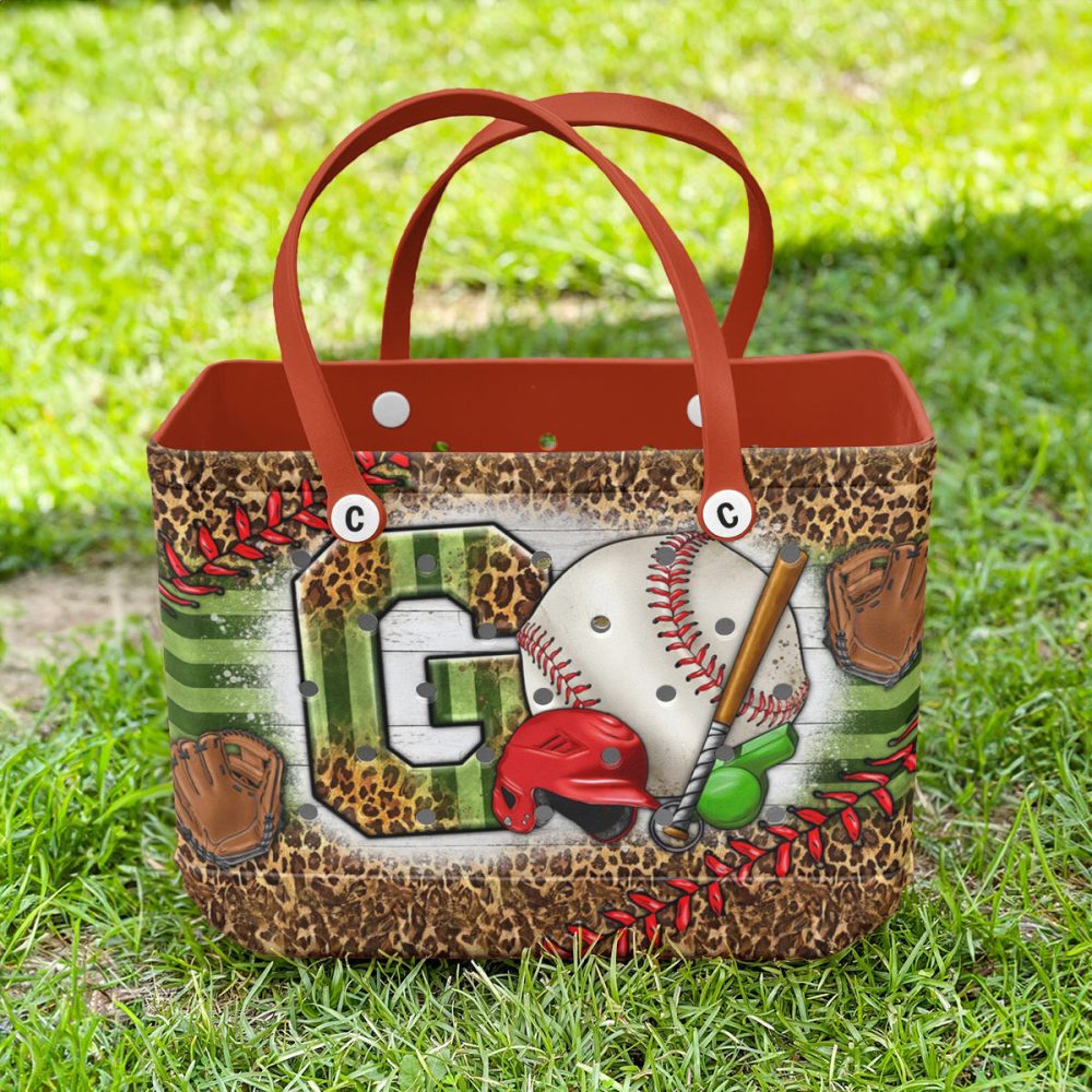 Baseball Tote Bag - Stylish Sports-Themed Shoulder Bag With Leopard Print Accents - Image 3