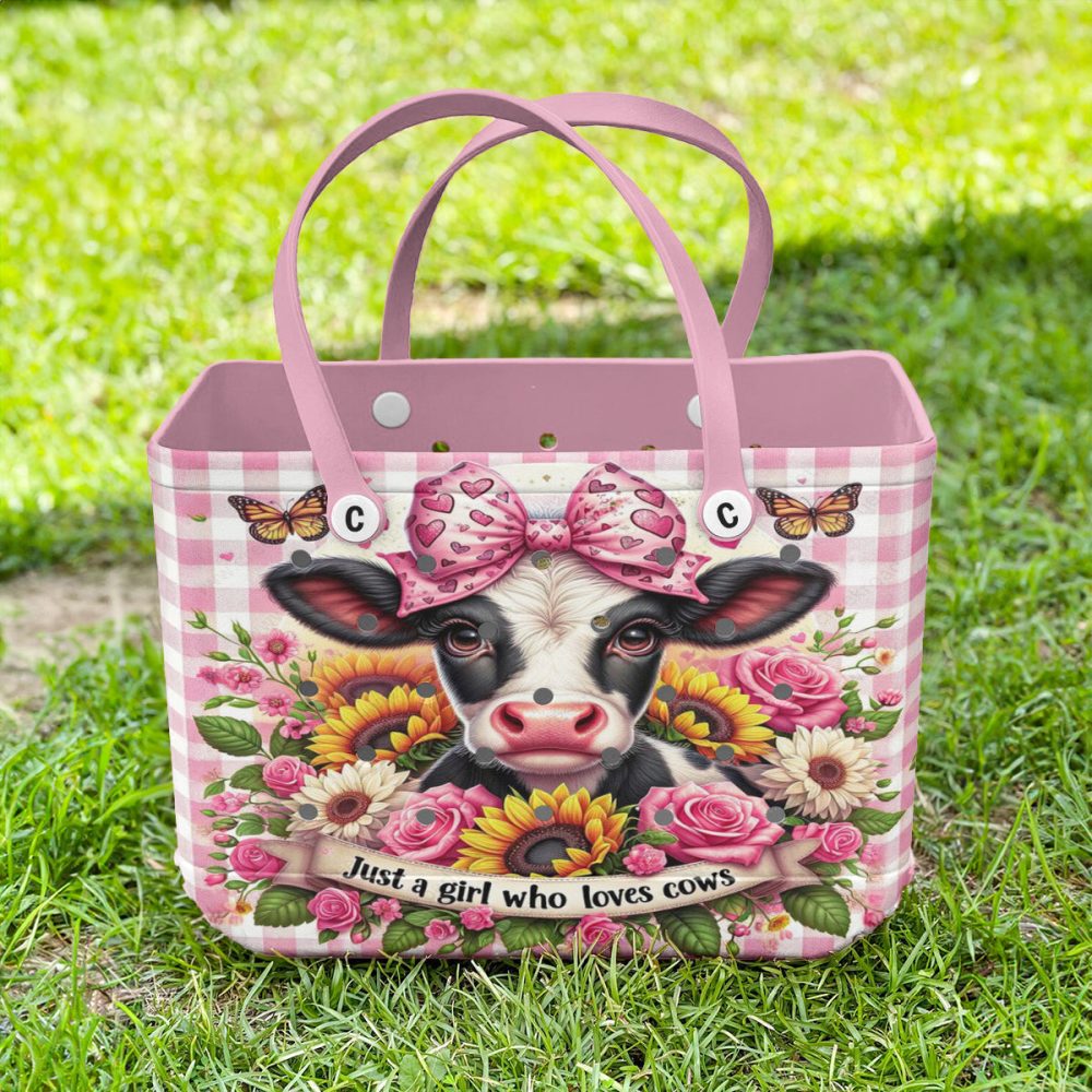 Adorable Cow Lover'S Tote Bag - Cute Pink Floral Design For Girls - Image 4
