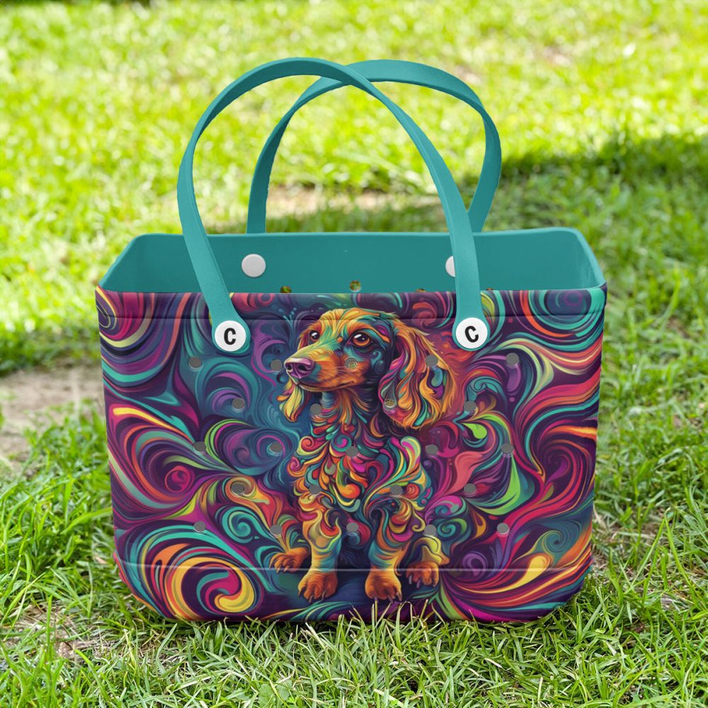 Colorful Dachshund Tote Bag – Vibrant Art Design, Durable & Spacious For Everyday Use - Image 4