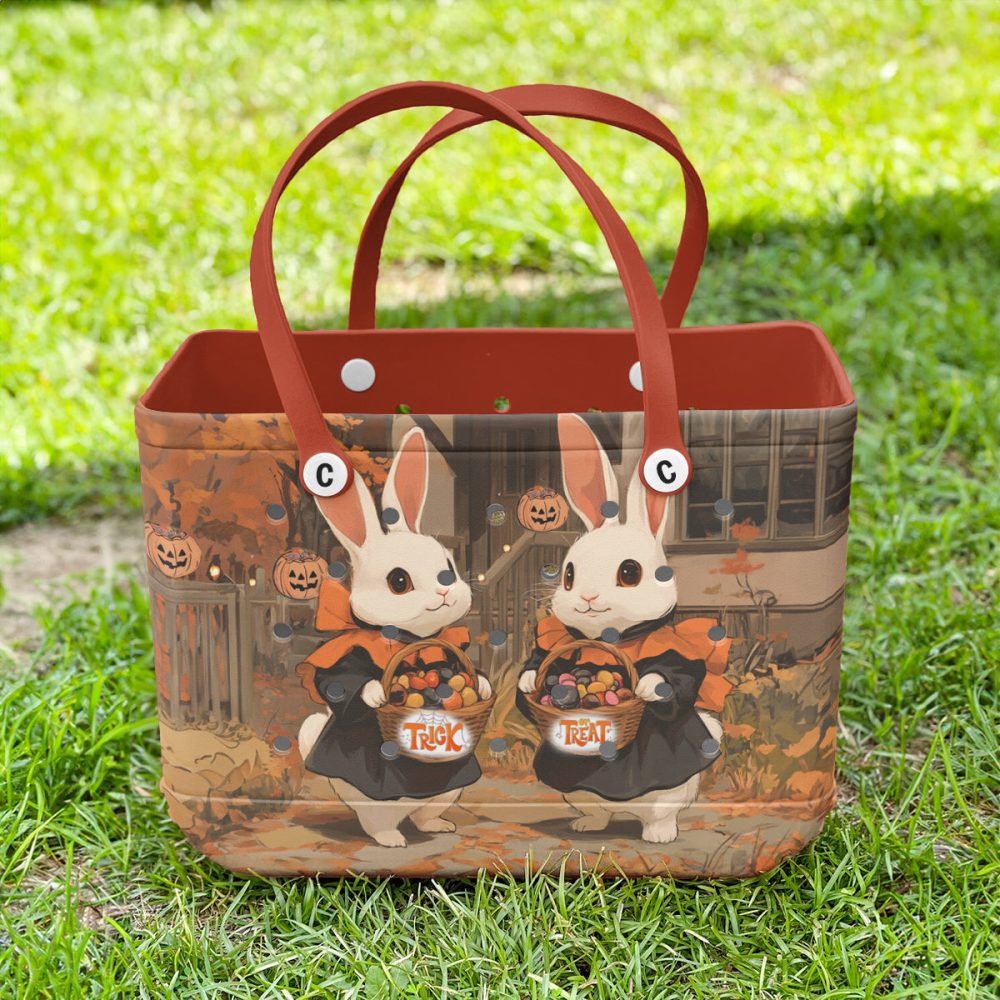 Bucket Tote Bag, Limited Edition Bogg Bag, Beach Bag Trick-Or-Treat Bunnies - Image 2