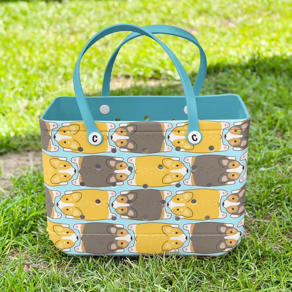 Bucket Tote Bag, Limited Edition Bogg Bag, Beach Bag Chasing Corgi - Image 3