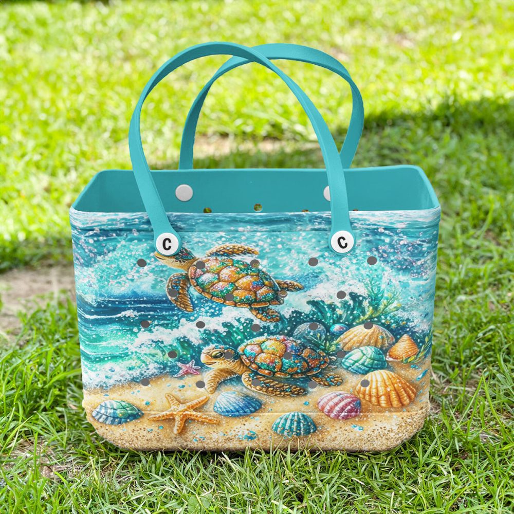 Vibrant Sea Turtle Beach Tote – Waterproof & Eco-Friendly Bag For Summer Adventures - Image 4