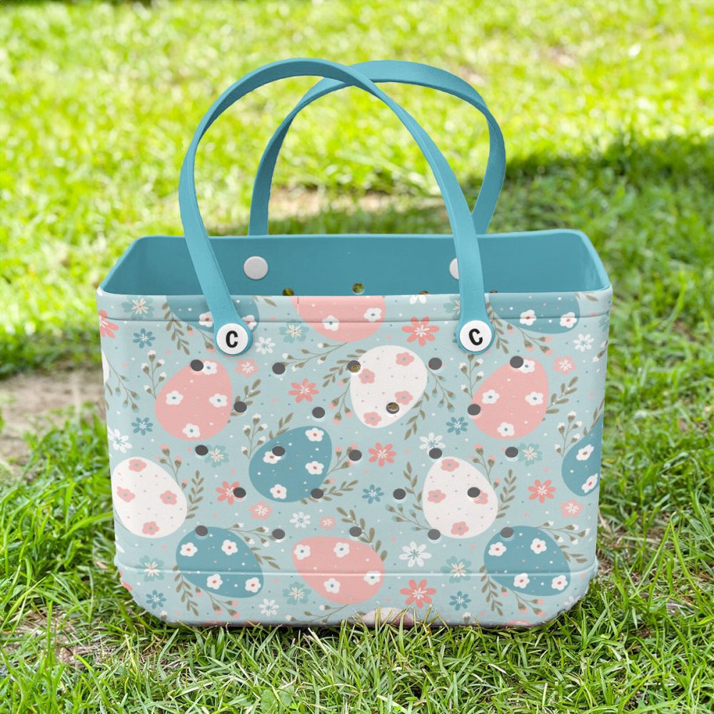 Bucket Tote Bag, Limited Edition Bogg Bag, Beach Bag Pastel Egg Delight - Image 3