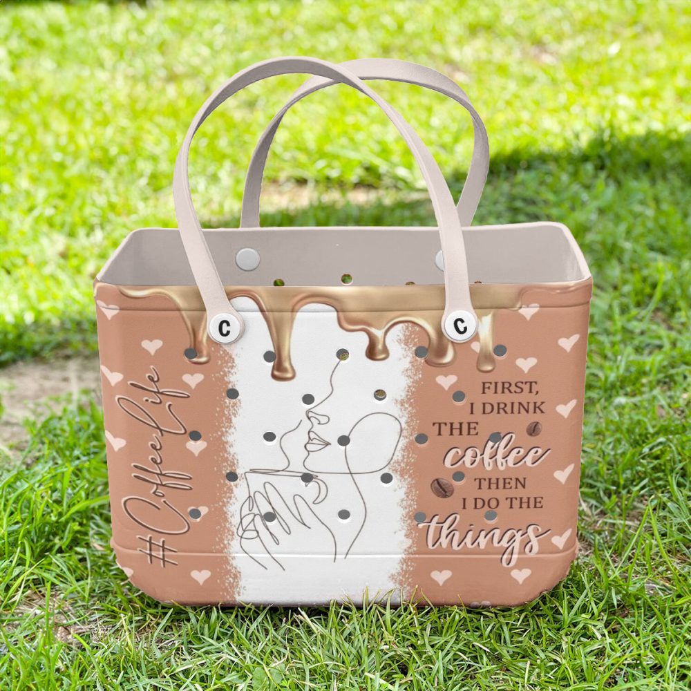 Bucket Tote Bag, Limited Edition Bogg Bag, Beach Bag Coffee Life - Image 5