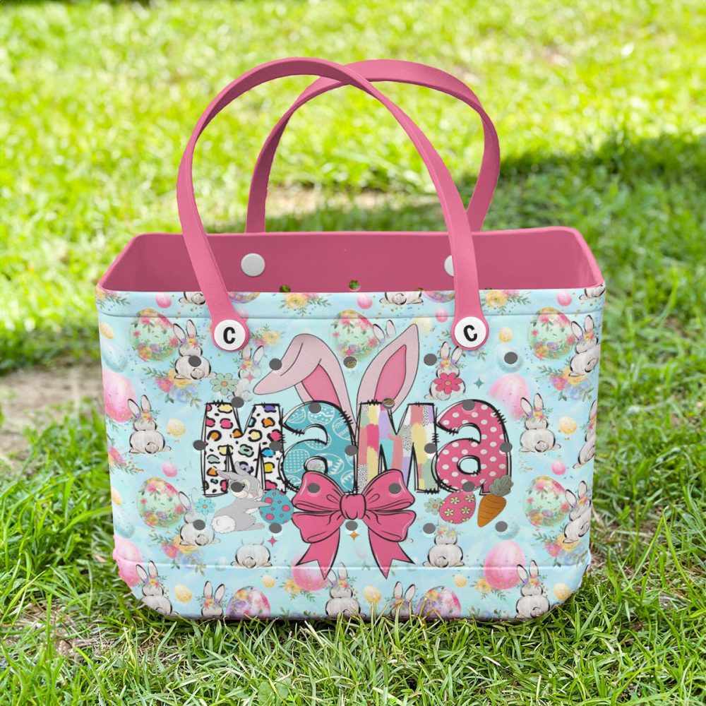 Bucket Tote Bag, Limited Edition Bogg Bag, Beach Bag Easter Mama Bunny - Image 5