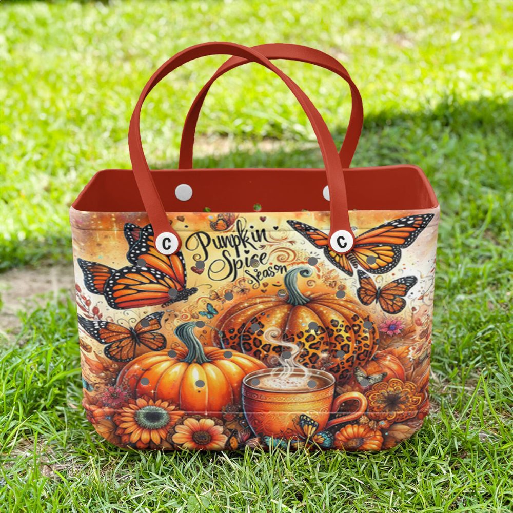 Fall Vibes Tote Bag - Pumpkin Spice & Butterfly Design - Perfect Autumn Accessory - Image 4