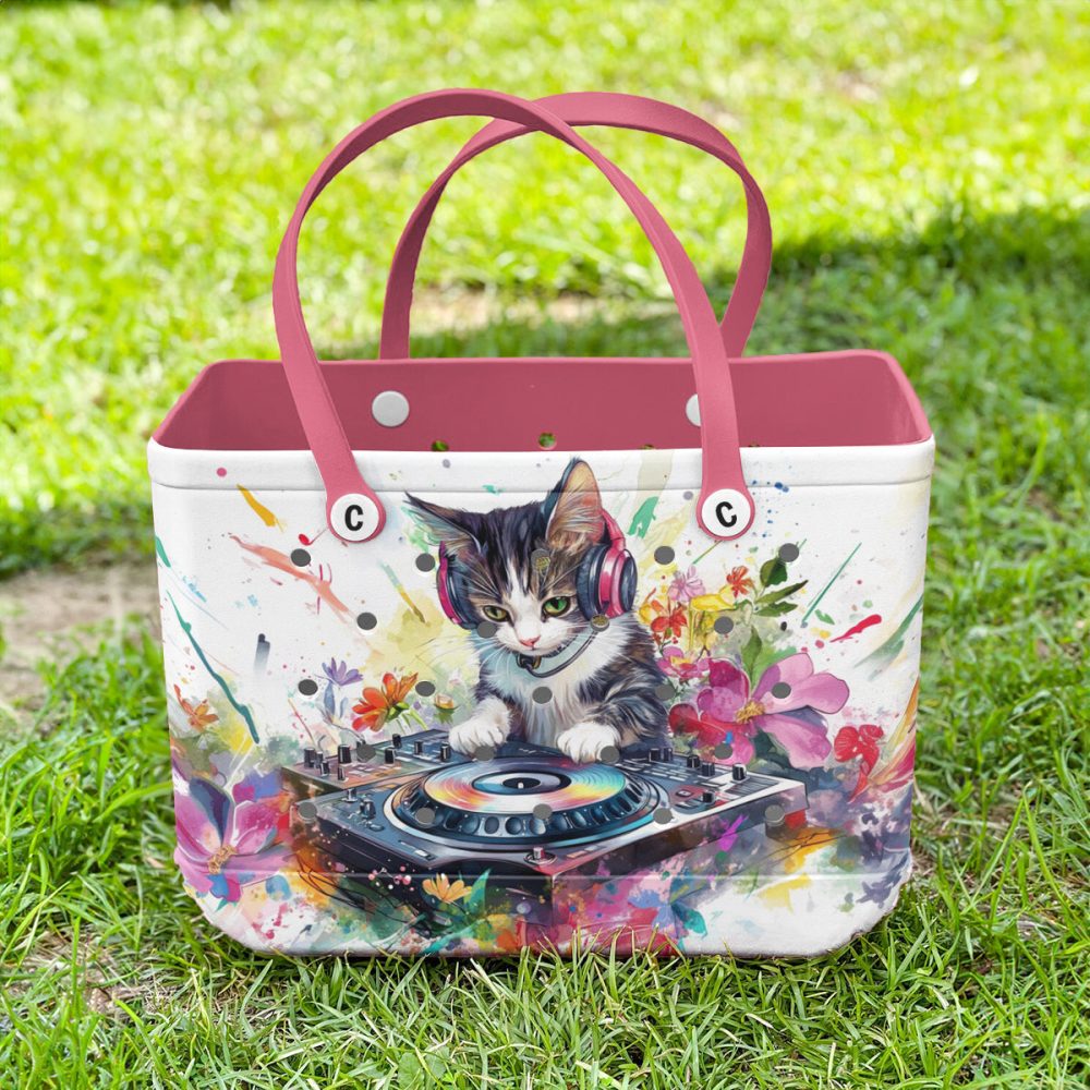 Bucket Tote Bag, Limited Edition Bogg Bag, Beach Bag Dj Kitty - Image 2