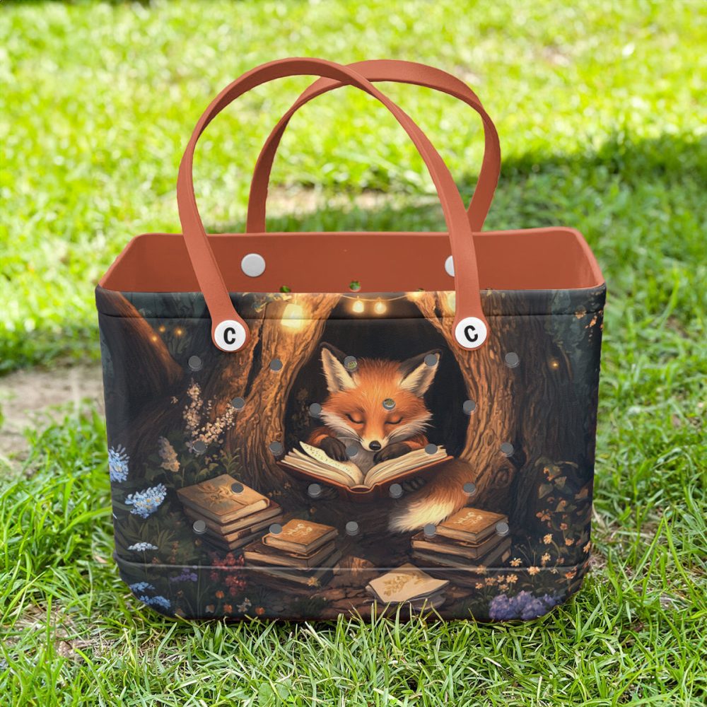 Bucket Tote Bag, Limited Edition Bogg Bag, Beach Bag Reading Fox - Image 5