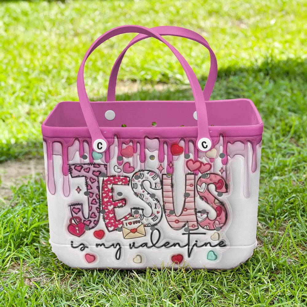 Bucket Tote Bag, Limited Edition Bogg Bag, Beach Bag Jesus Is My Valentine - Image 4
