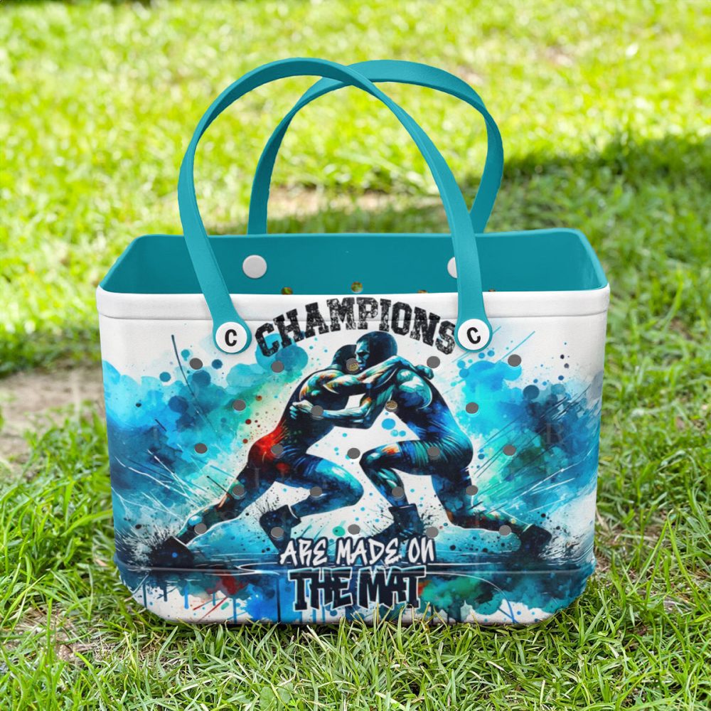 Champion Wrestler Tote Bag – Vibrant Blue Design For Sports Enthusiasts - Image 3