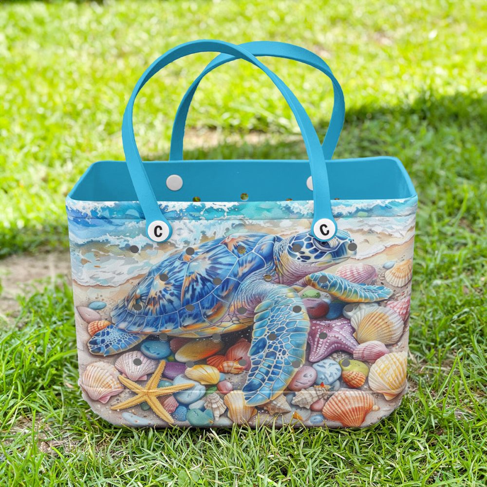 Ocean-Themed Beach Tote Bag With Sea Turtle Design – Durable & Spacious For Summer Adventures - Image 4