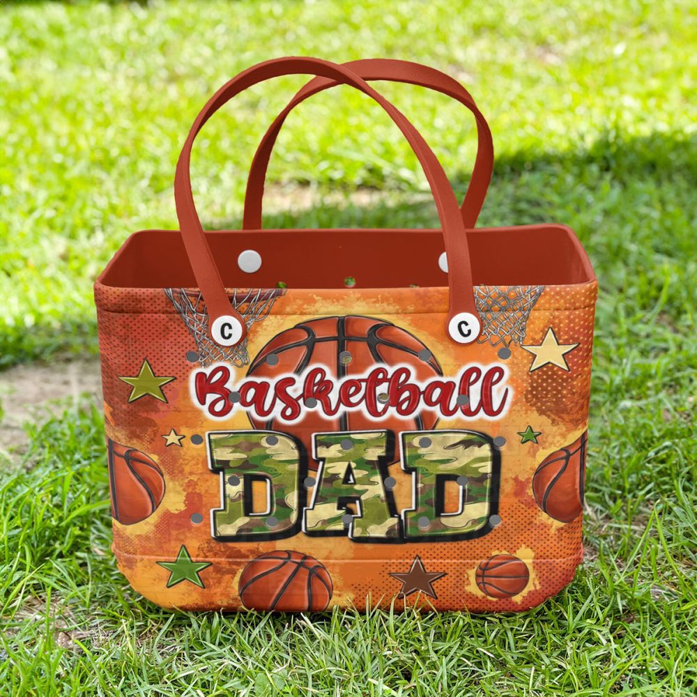 Bucket Tote Bag, Limited Edition Bogg Bag, Beach Bag Basketball Dad Camo - Image 5