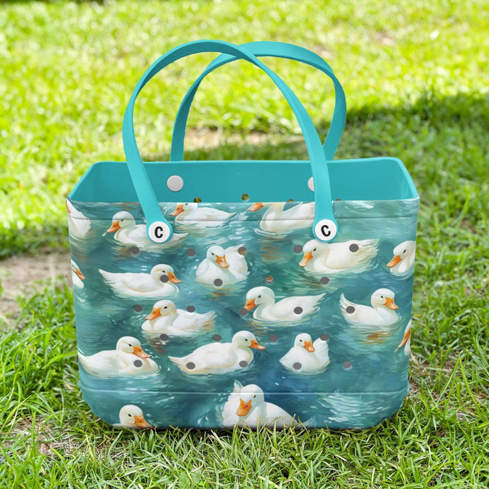 Bucket Tote Bag, Limited Edition Bogg Bag, Beach Bag Quack & Splash - Image 3