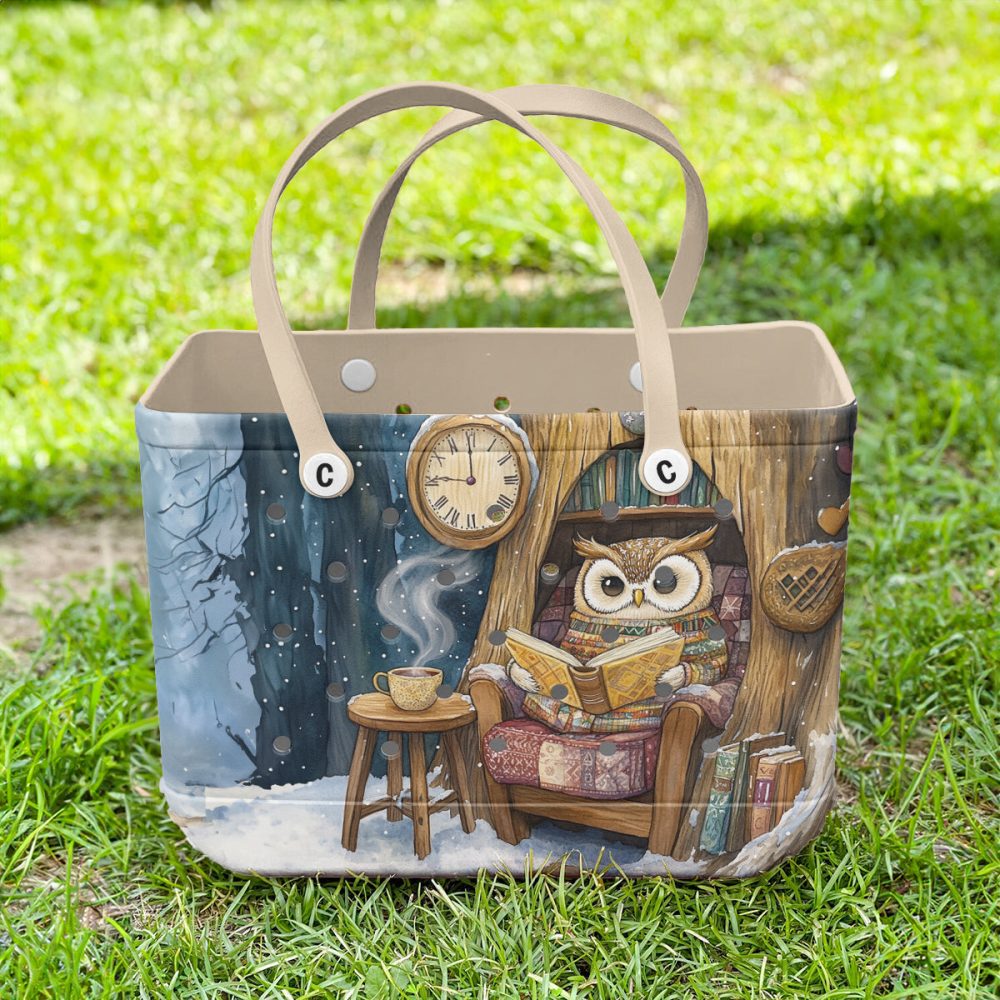 Bucket Tote Bag, Limited Edition Bogg Bag, Beach Bag Snowy Wisdom - Image 4