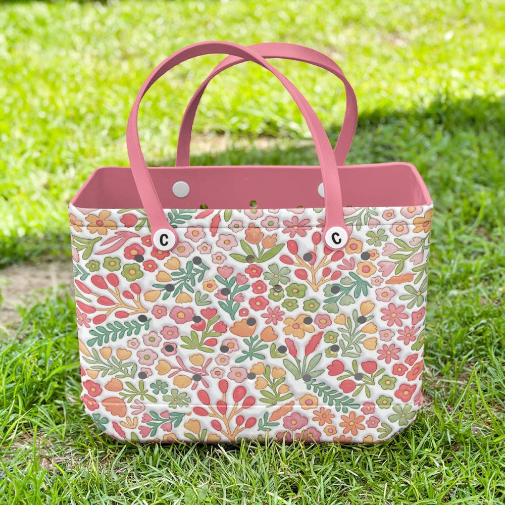 Bucket Tote Bag, Limited Edition Bogg Bag, Beach Bag Blush Meadow - Image 4