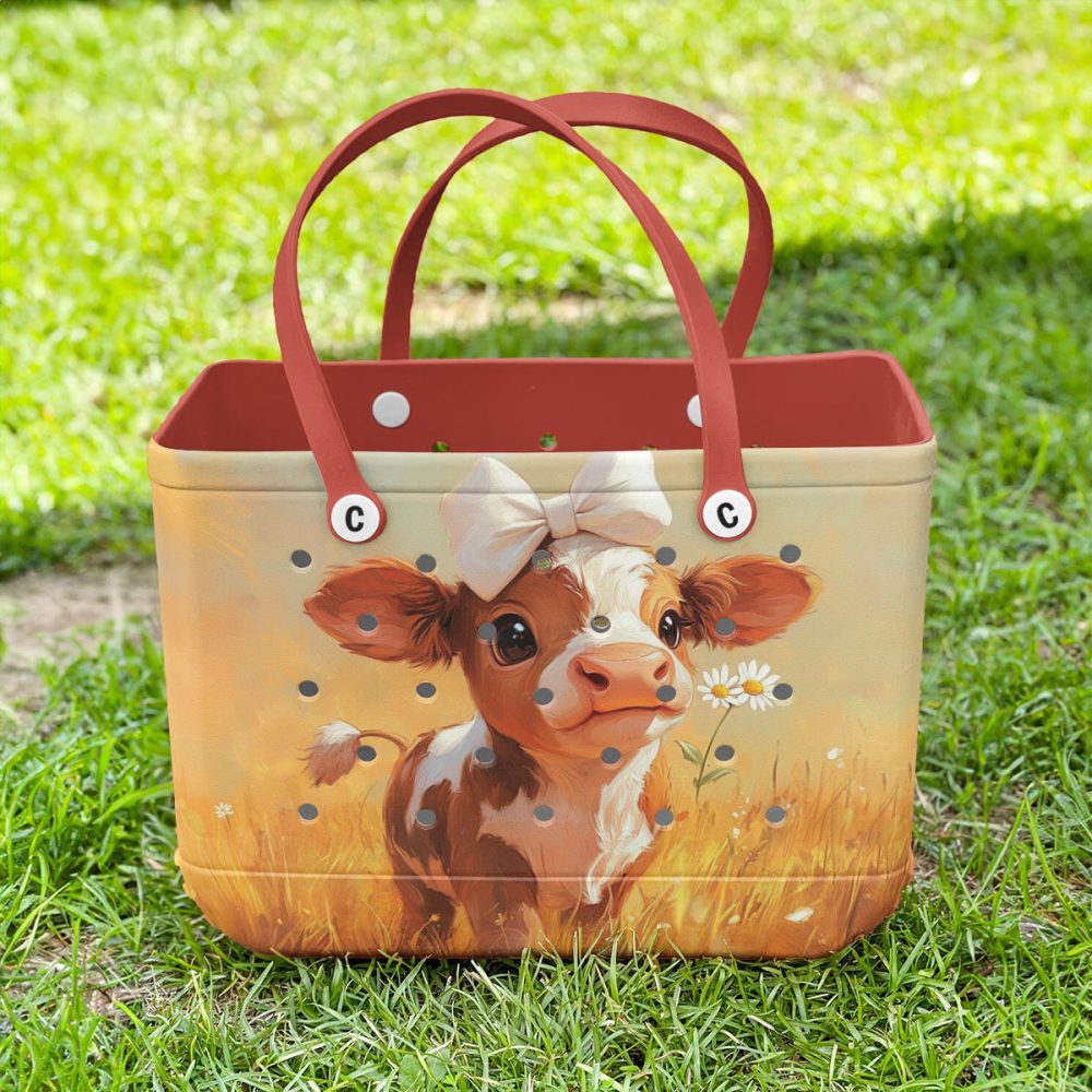 Bucket Tote Bag, Limited Edition Bogg Bag, Beach Bag Charm Cow - Image 2