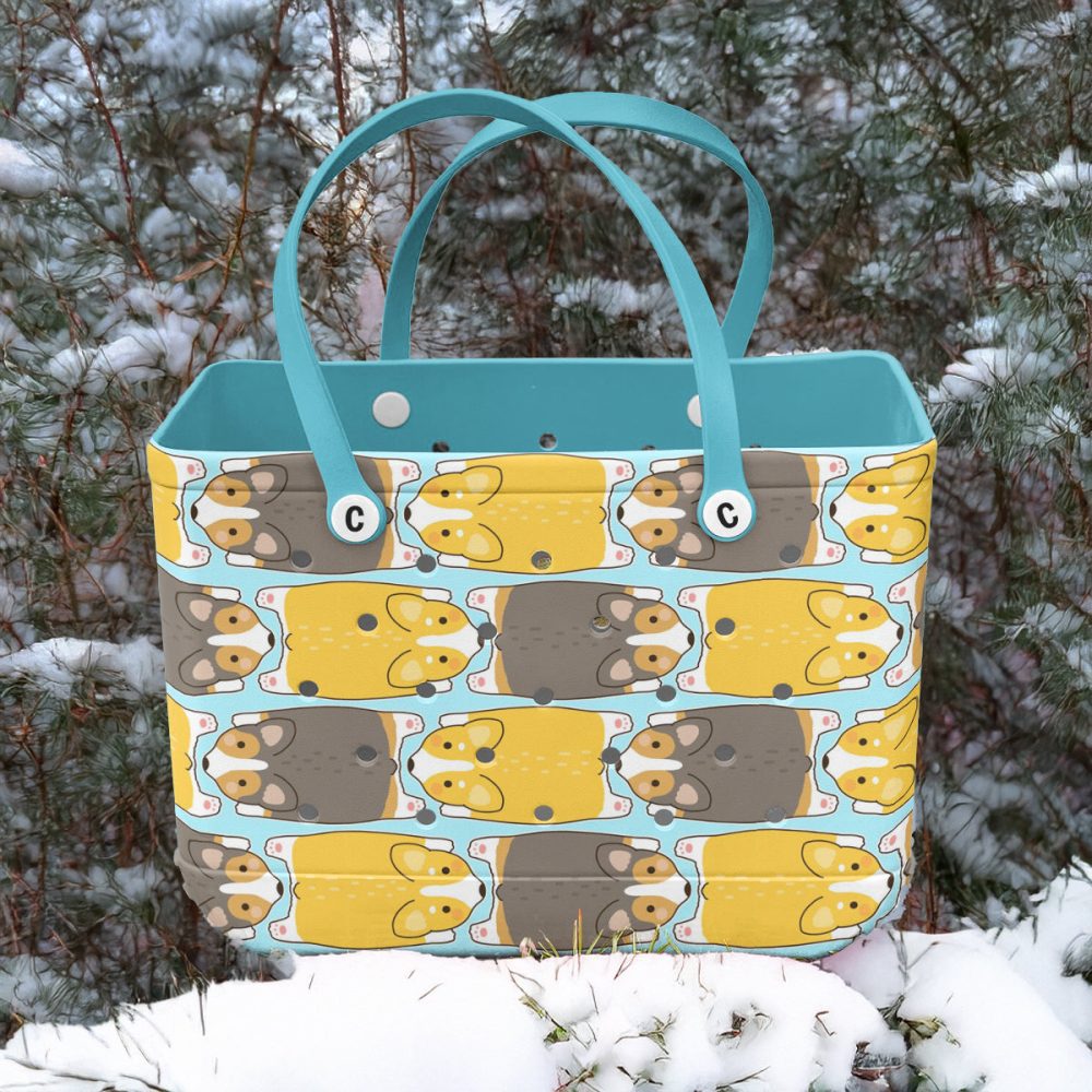 Bucket Tote Bag, Limited Edition Bogg Bag, Beach Bag Chasing Corgi - Image 4