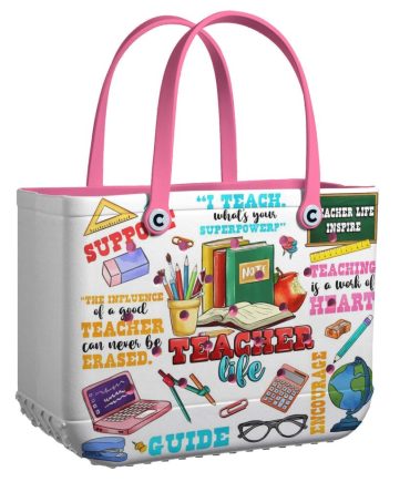 Colorful Teacher Tote Bag - Inspirational Quotes & Supplies Design - Perfect Gift For Teachers!