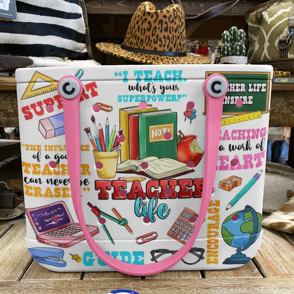 Colorful Teacher Tote Bag - Inspirational Quotes & Supplies Design - Perfect Gift For Teachers! - Image 6