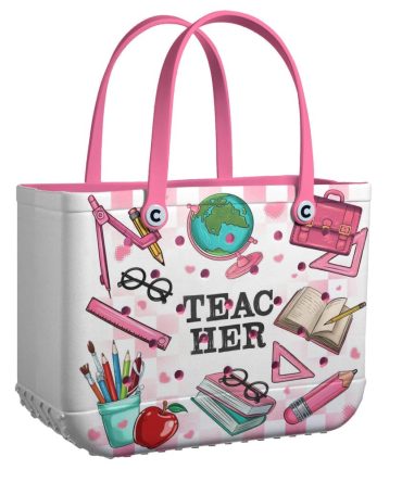 Chic Teacher Tote Bag - Stylish & Durable School Supplies Organizer With Fun Print