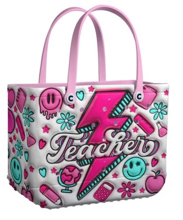 Colorful Teacher Tote Bag With Fun Graphics - Perfect For School & Everyday Use