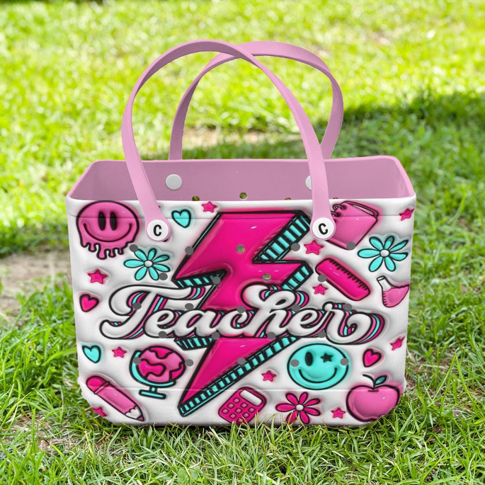 Colorful Teacher Tote Bag With Fun Graphics - Perfect For School & Everyday Use - Image 3