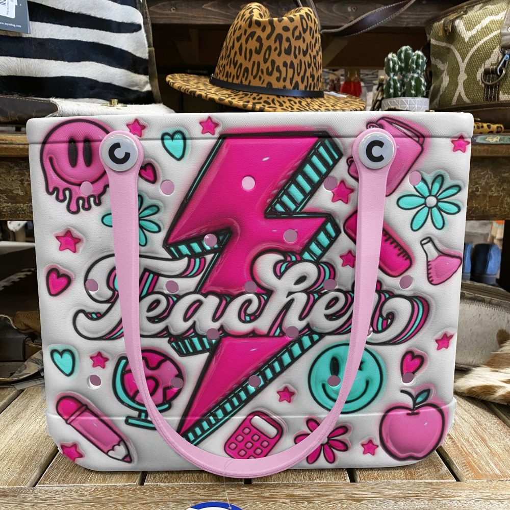 Colorful Teacher Tote Bag With Fun Graphics - Perfect For School & Everyday Use - Image 6